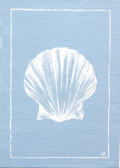 Petite Scallop Shell on Blue