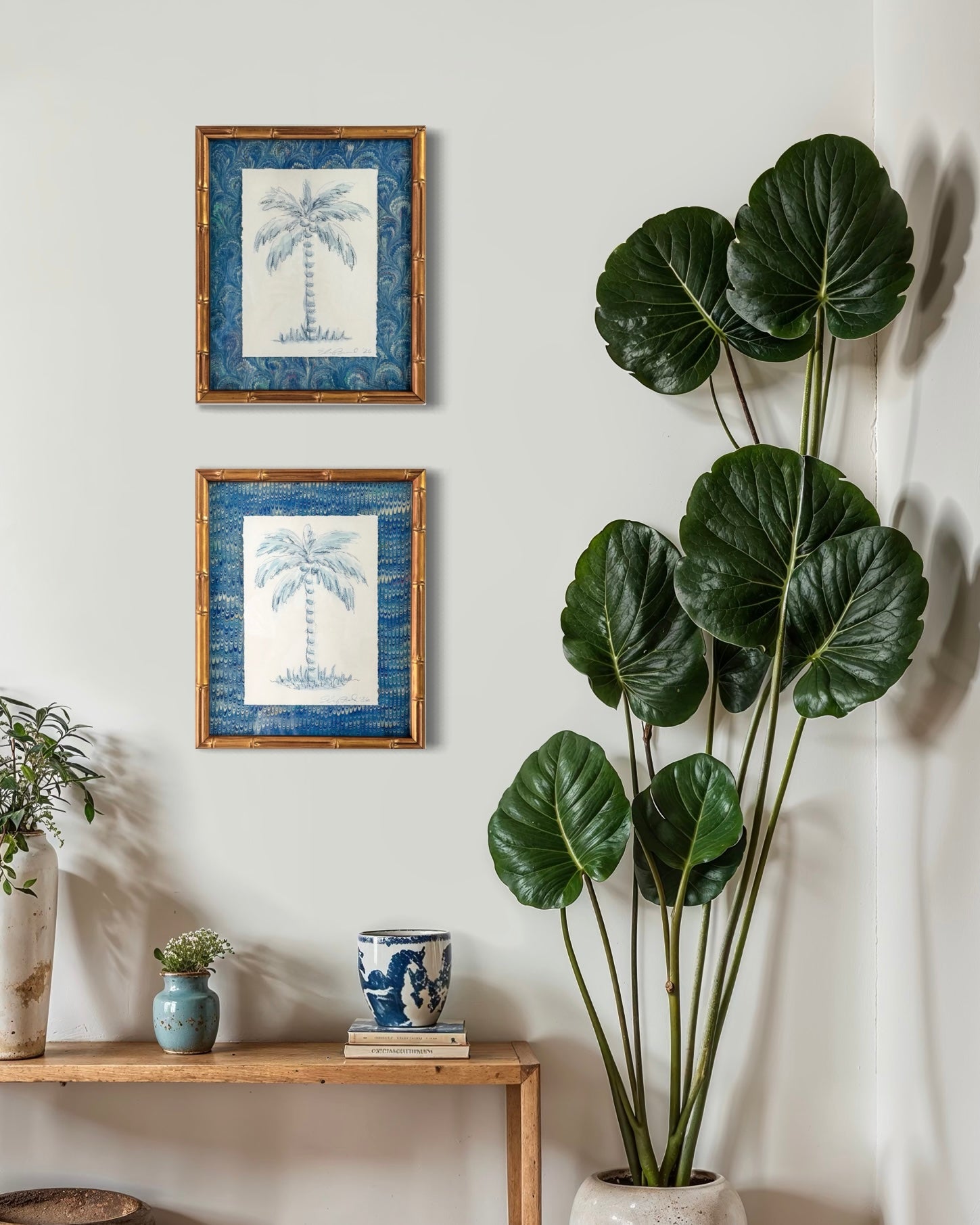 Indigo Toile Palm No. 2