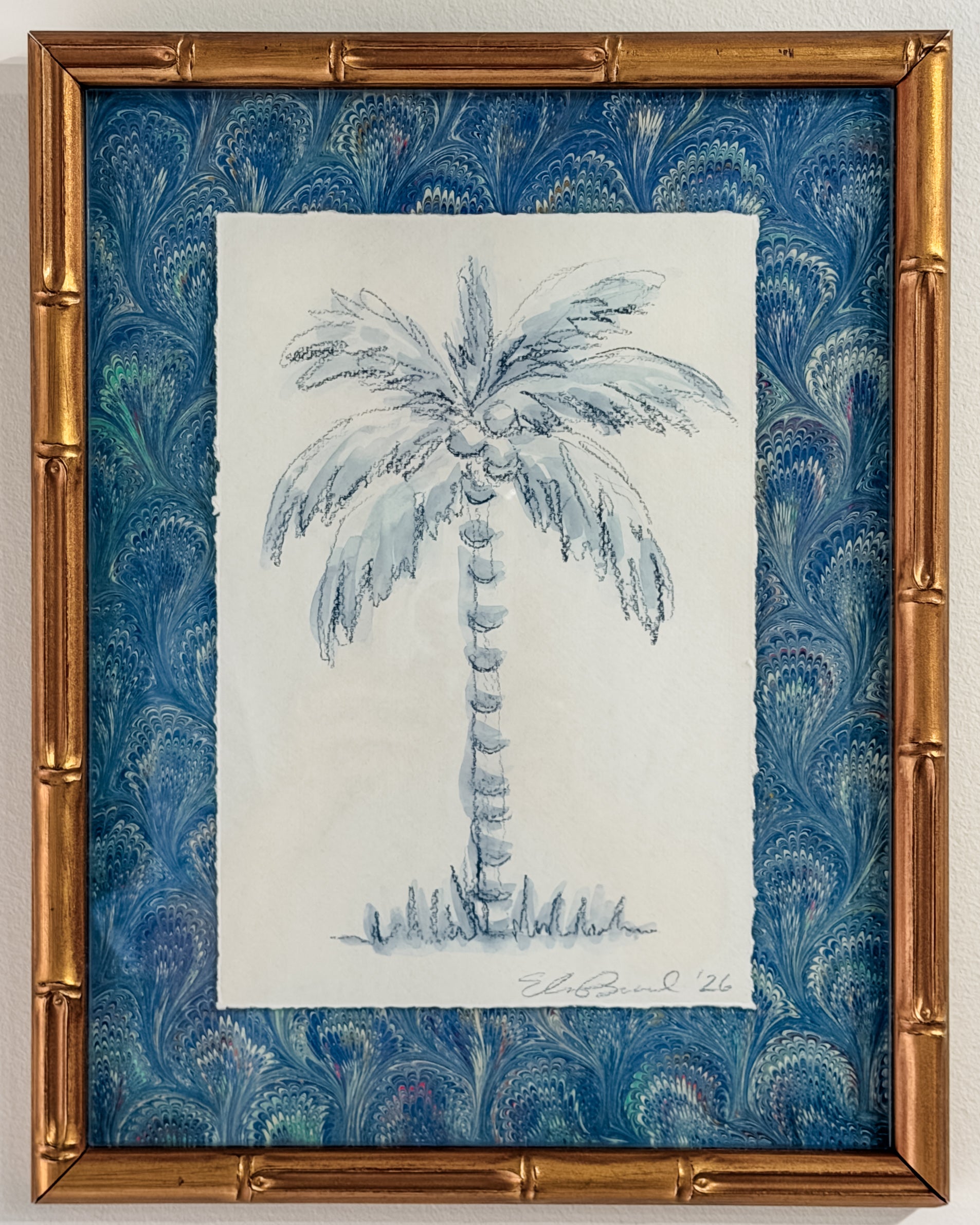 Indigo Toile Palm No. 1