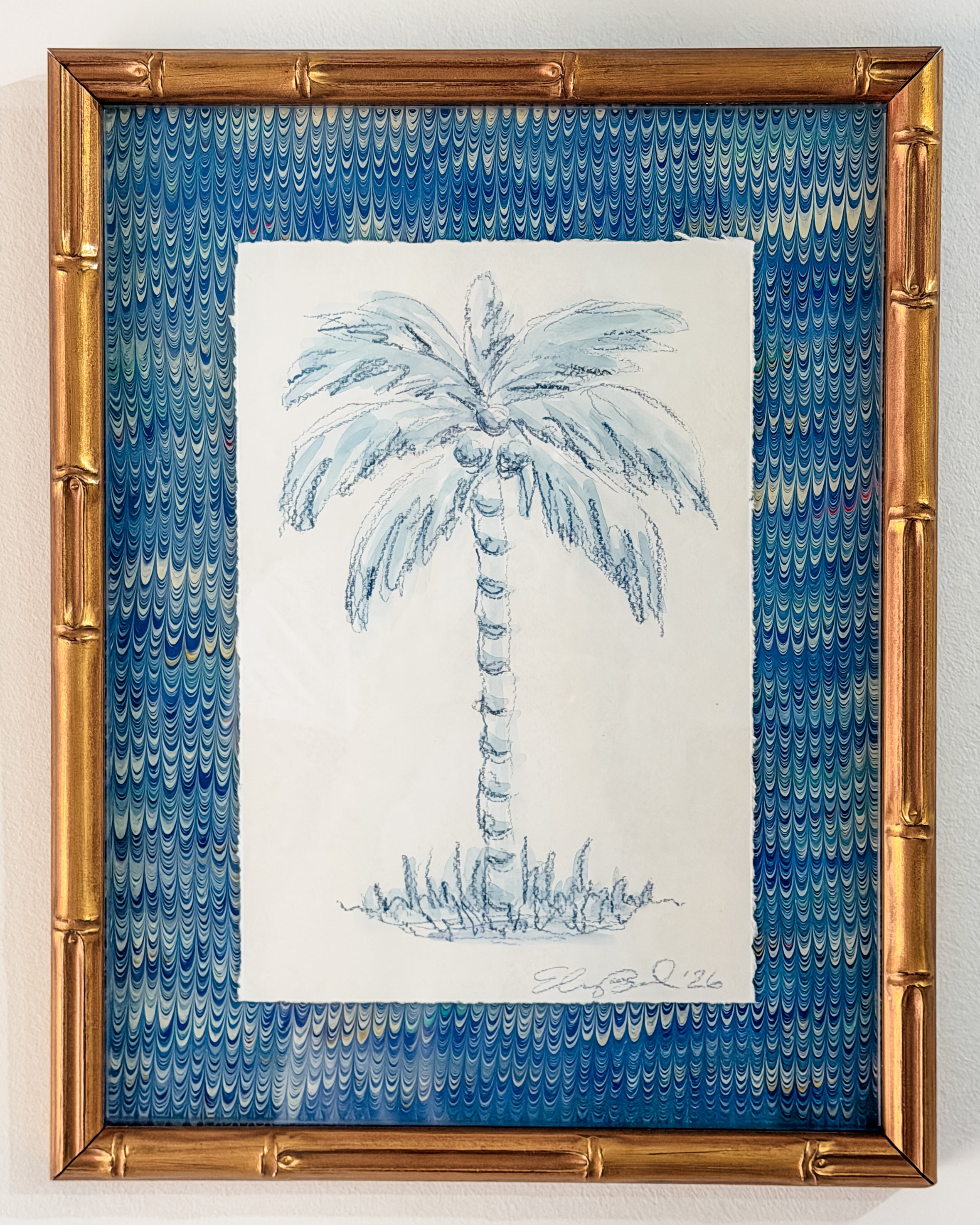 Indigo Toile Palm No. 2