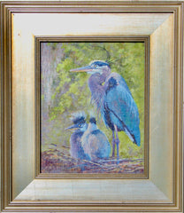 Great Blue Heron and Two Chicks