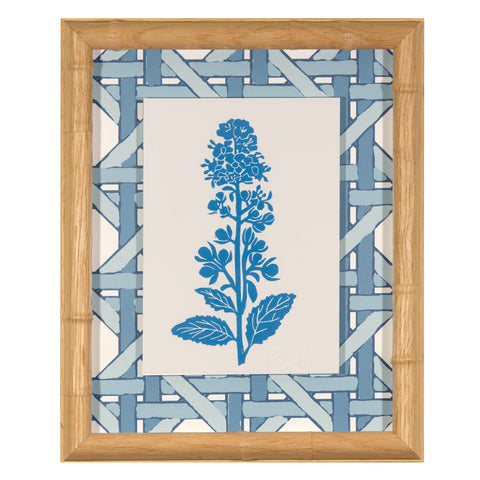 White Meadowsweet Linocut Blue