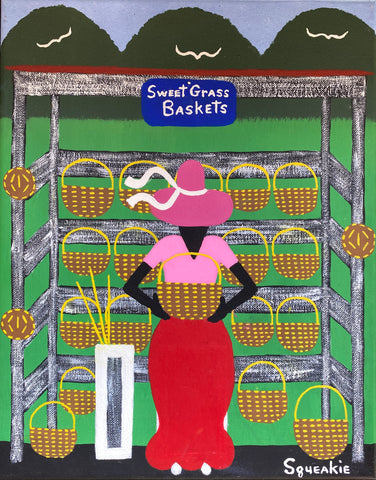 Basket Lady (Magenta Hat)