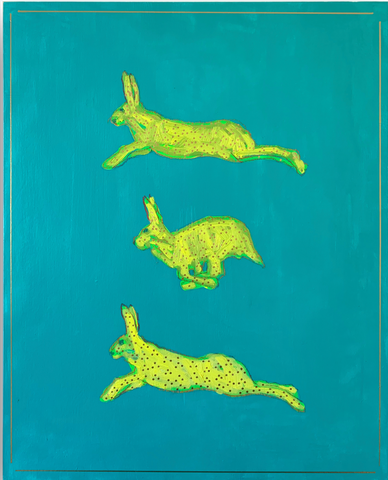Chartreuse Leaping Hare I